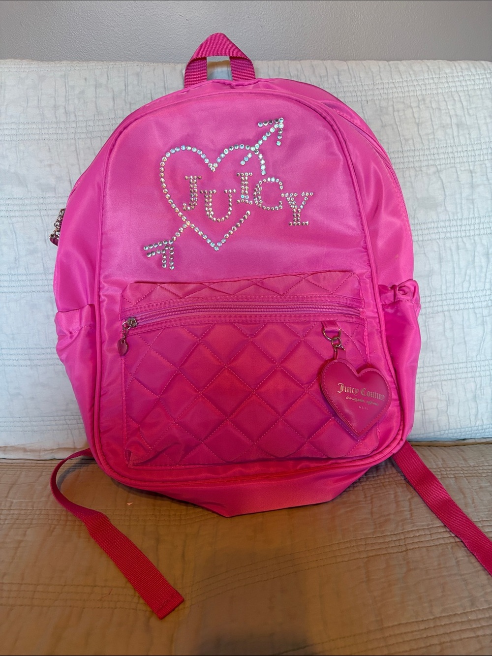 Juicy Couture Hot Pink Rhinestone Heart Kids Backpack